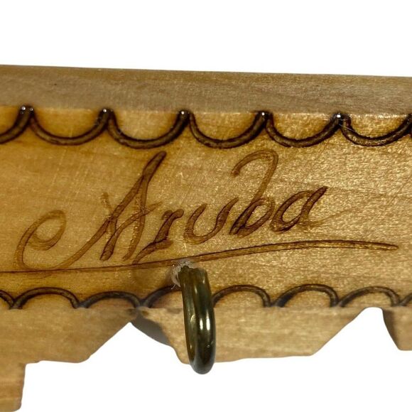 Vintage Handmade Aruba Key Holder Wall Hanger With Bird Design Folk Art - Picture 3 of 5